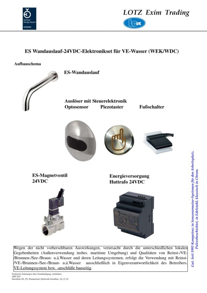 VE-Wandarmatur-Elektroniksetaufbauschema